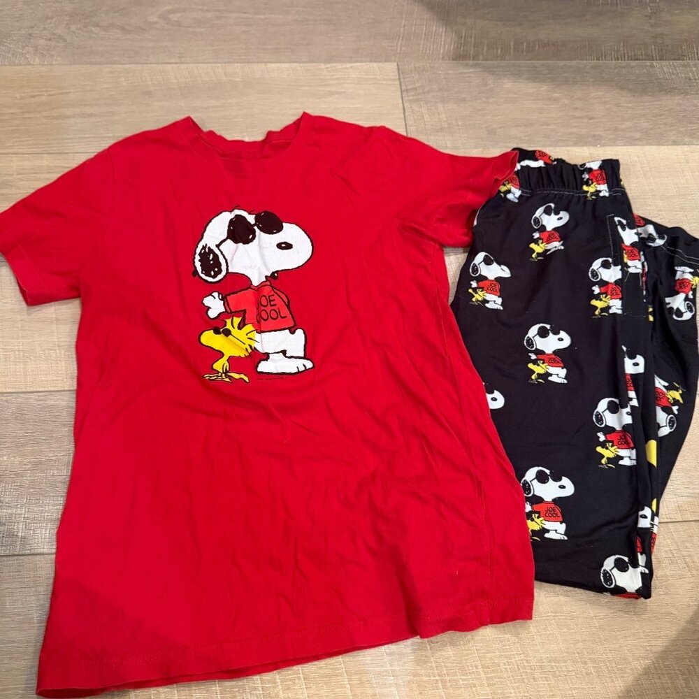 BRIEF INSANITY WOMENS SNOOPY PEANUTS PAJAMA SET SHORT SLEEVE SMALL